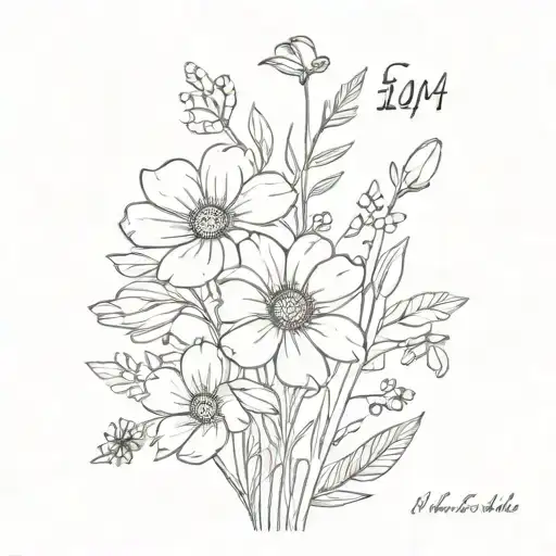 wildflower bouquet with verse exodus 14:14 tattoo design idea