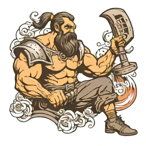 hephaestus hitting with a hammer  tattoo design idea