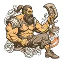 hephaestus hitting with a hammer  tattoo design idea