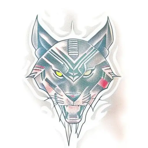 black panther animal head tattoo design idea