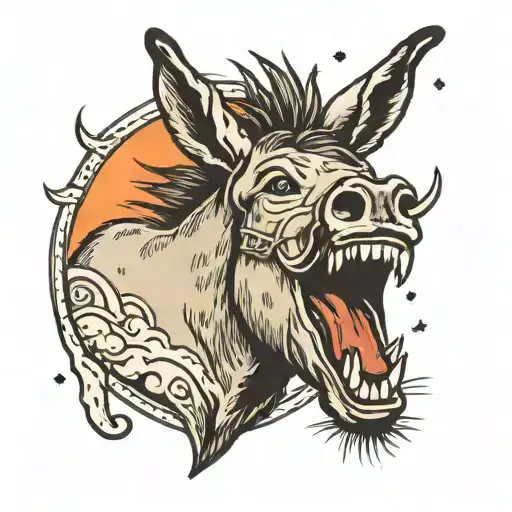 laughing happy donkey looking at the sky tattoo design idea