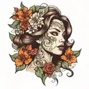 beautiful womans face tattoo design idea