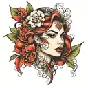 beautiful womans face tattoo design idea