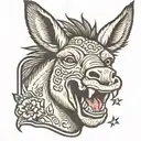 laughing happy donkey tattoo design idea
