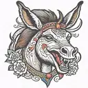 laughing happy donkey tattoo design idea
