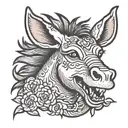 laughing happy donkey tattoo design idea