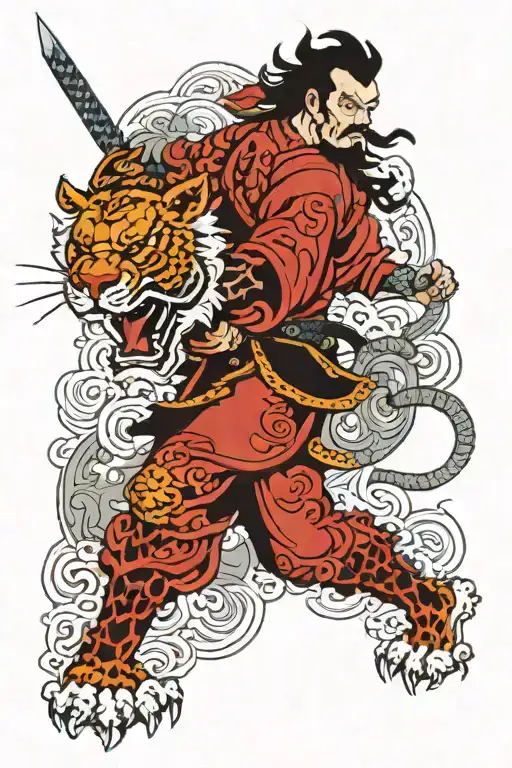 warrior and lion  tattoo design idea