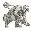A black-grey tattoo design of a sign installer fabricator hard at work, paying homage to your occupation and skills in the industry tattoo design idea