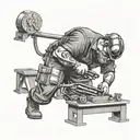 A black-grey tattoo design of a sign installer fabricator hard at work, paying homage to your occupation and skills in the industry tattoo design idea