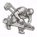 A black-grey tattoo design of a sign installer fabricator hard at work, paying homage to your occupation and skills in the industry tattoo design idea