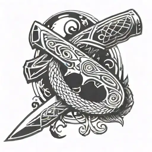 destiny 2 hunter knife with snake coiled tattoo design idea