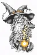 Wizard casting a spell tattoo design idea