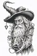 Wizard casting a spell tattoo design idea