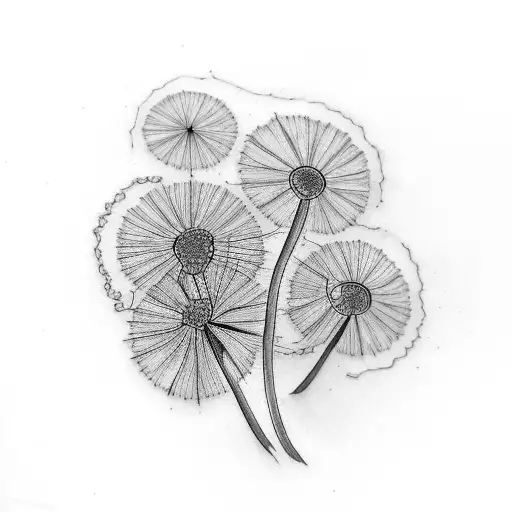 two dandelions shaped like semicolon tattoo design idea