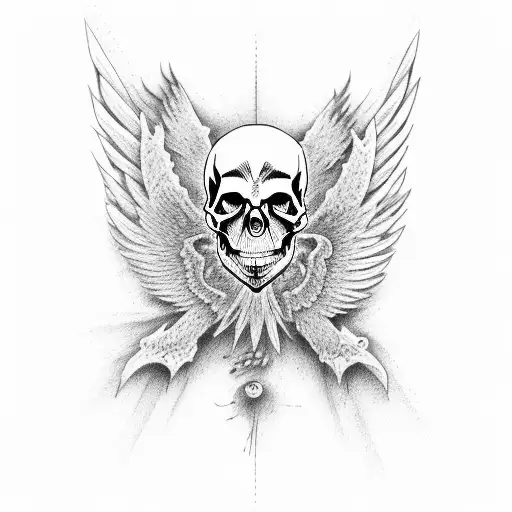 skull with wings  tattoo design idea