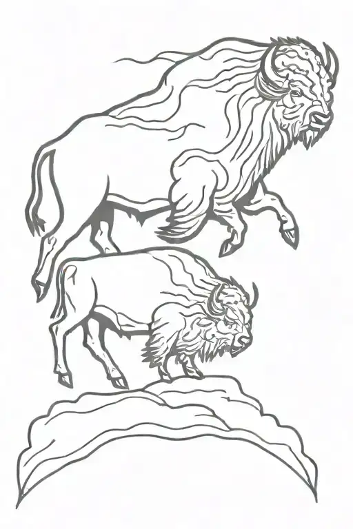 buffalo in a storm tattoo design idea