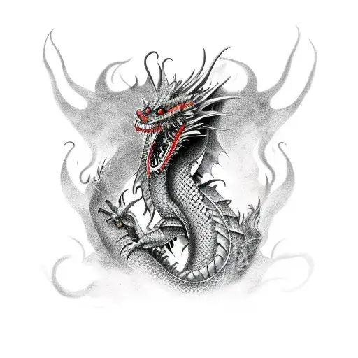 Smoke and ink dragon tattoo design idea