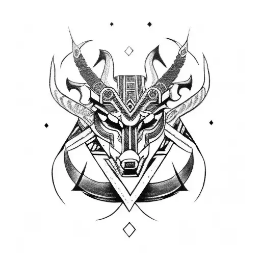 Combine elements of Aztec and Norse mythology in a blackwork style tattoo tattoo design idea