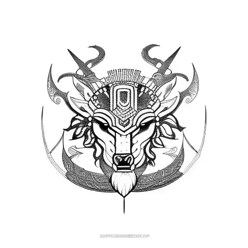 Combine elements of Aztec and Norse mythology in a blackwork style tattoo tattoo design idea