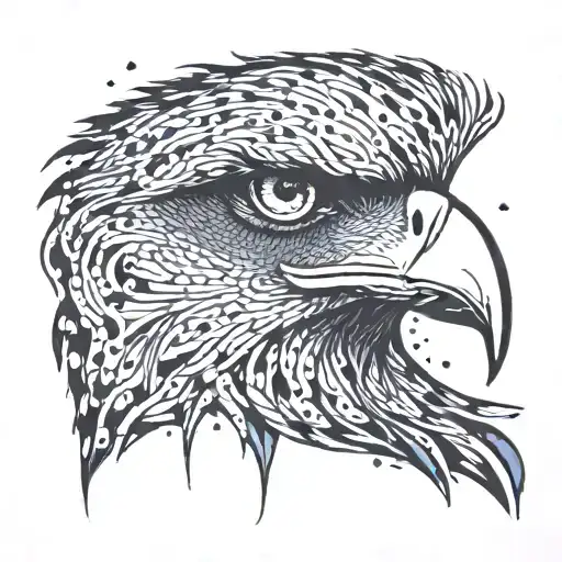 An abstract representation of an eagle's eye with vibrant colors tattoo design idea