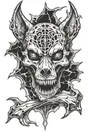 wolf skull symmetrically open around a single ice crystal with fangs clamping down on the crystal  tattoo design idea