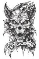 wolf skull symmetrically open around a single ice crystal with fangs clamping down on the crystal  tattoo design idea