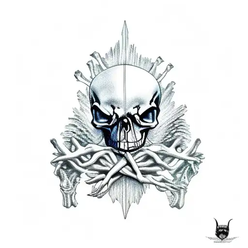 raven in a skeletal hand tattoo design idea