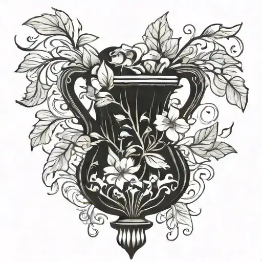 art nouveau broken vase tattoo design idea