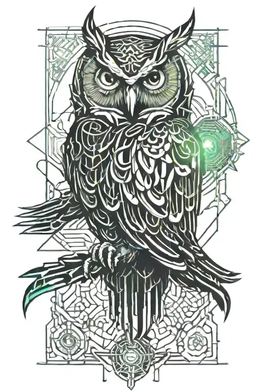 owl flying tattoo design idea