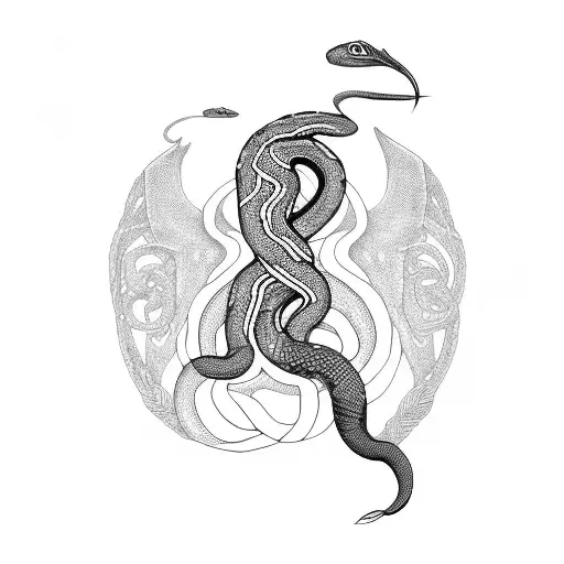 serpent avec crane et végétation  bras complet tattoo design idea