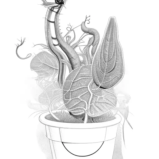 long leaf pine, Venus flytrap, tobacco plant, sweet potato vine tattoo design idea