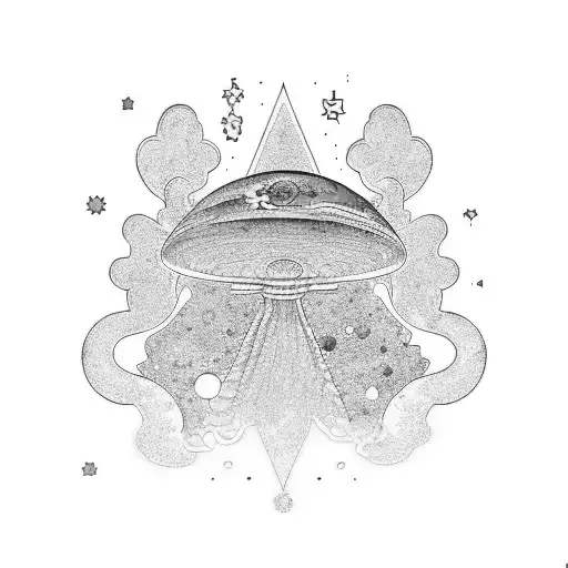 universe, astral trip, mushrooms, lsd, tauro, no ego tattoo design idea