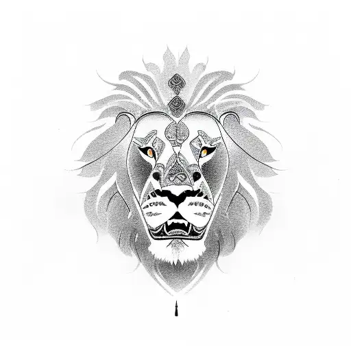 Chinese dance lion, chest tattoo design idea