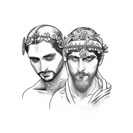 Apollo and Dionysus gods tattoo design idea