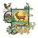The words Shelby Park, filled in each letter is a nature scene, depicting trees, deer, ducks, birds, squirels and a lake tattoo design idea