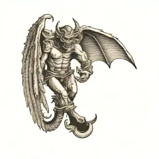 a demon with wings tattoo design idea