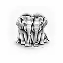 elephant and lion  tattoo design idea