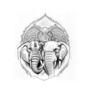 elephant and lion  tattoo design idea