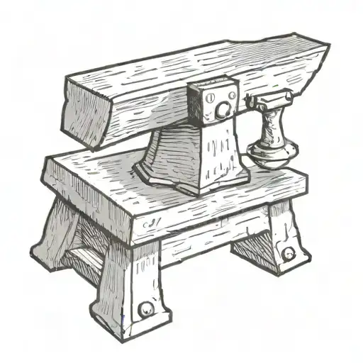 anvil and hammer leaning tattoo design idea