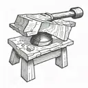 anvil and hammer leaning tattoo design idea