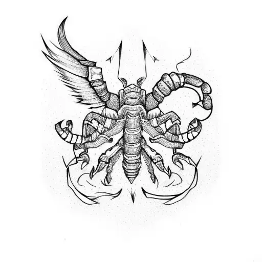 scorpio , never give up tattoo design idea