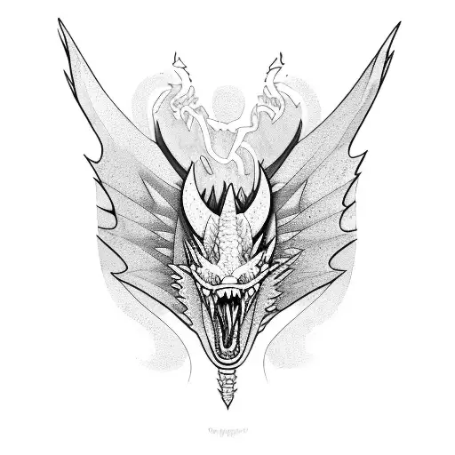 dragón con alas  para mujer tattoo design idea