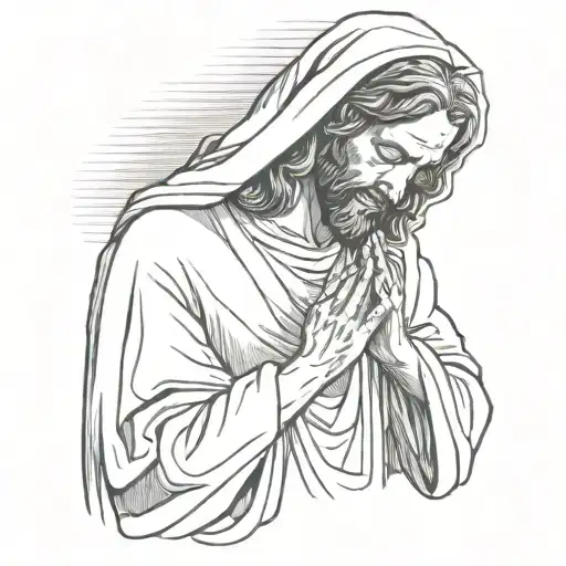 jesus praying tattoo design idea