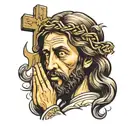 praying jesus face tattoo design idea