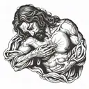 praying jesus looking up on a chest tattoo tattoo design idea
