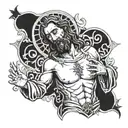 praying jesus looking up on a chest tattoo tattoo design idea
