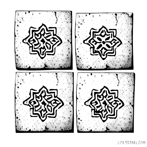 3 tiles of portuguese azulejos, all small and running horizontally across the inside of a womans forearm - the end tips  tattoo design idea