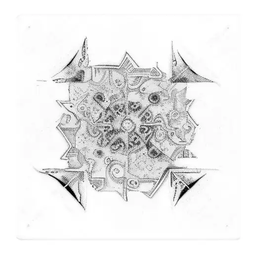 blue azulejos tile - the edges of the tile melt into surrealist style lines dripping down the image  tattoo design idea