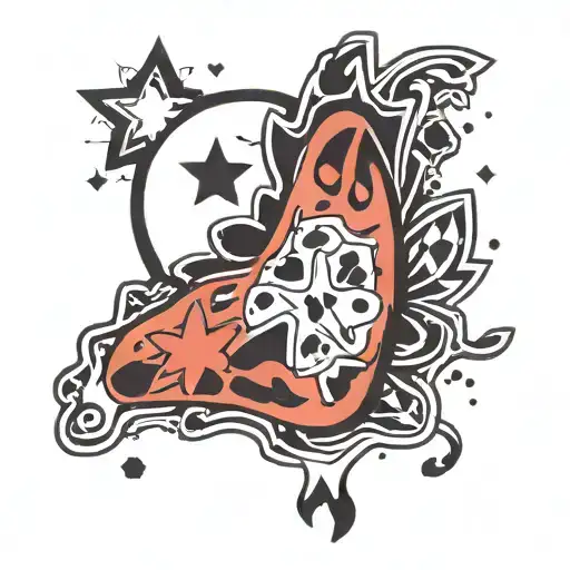 Dalmatian paw print with a moon and two stars inside  tattoo design idea