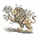 lion with a tree  tattoo design idea